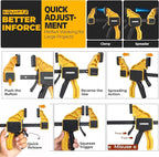 6 Pack Bar Clamps for Woodworking – 2 Pcs 12" & 4 Pcs 6" Quick Grip Clamps Set with 150 lbs Force – Wood Clamps for Gluing, Carpentry, DIY, and Metalworking (Combo Sizes, 6 Pack)