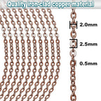 Jishi 33ft Link Cable Chain Roll 2mm, Red Copper Chain for Jewelry Making Necklace Earring Bracelet DIY Craft Jewelry Making Findings Supplies, Copper Plated Iron Metal Rolo Necklace Chain Spool Set