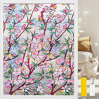 Window Privacy Film Rainbow Film Stained Glass 3D Static Cling Decorative Window Sticker for Bathroom,Front Door,Home Heat Control UV Blocking Non Adhesive,Peach Blossom 23.6 x 78.7inches