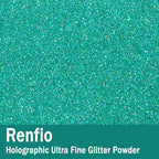 Renfio Holographic Ultra Fine Glitter Powder Metallic Resin Glitter 2.11 Oz (60g) PET Flakes Crafts Sequins 1/128" 0.008" 0.2mm Epoxy Chips Flakes for Tumblers Slime - Laser Mint Blue