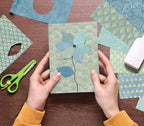 6''x 6'' Blue Geometric Scrapbook Paper Pad- 24 Sheets Double Sided Paper for Junk Journal Supplies DIY Cards Making Decor Gifts Crafts Wrapping Decorative Collage Folded Photo Album