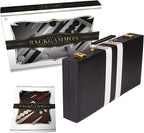 Backgammon Set 18 inch, Large - Classic Board Game for Adults and Kids with Premium Leather Case - Includes Strategy & Tip Guide (Black)