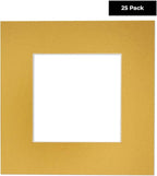 5x7 Mat for 8.5x11 Frame - Precut Mat Board Acid-Free Metallic Gold 5x7 Photo Matte For a 8.5x11 Picture Frame, Premium Matboard for Family Photos, Show Kits, Art, Picture Framing, Pack of 25 Mats