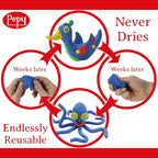 Pepy Reusable and Non-Drying Oil-Based Plasticine Modeling Clay, Primary Colors, 1 Pound, Sulfur-Free & Non-Toxic, Great for Kids, Beginners, and Artists, Perfect for Arts and Crafts Projects