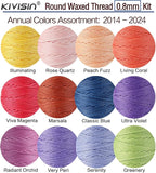 KIVISIN Trendy Color Waxed Thread 0.8mm, Heavy Duty Wax Polyester Cord 32 Yards String Spools Wax Coating for Bracelets Braiding, Micro Knotting, Sewing, Stitching, Book Binding, Micro Macrame Making