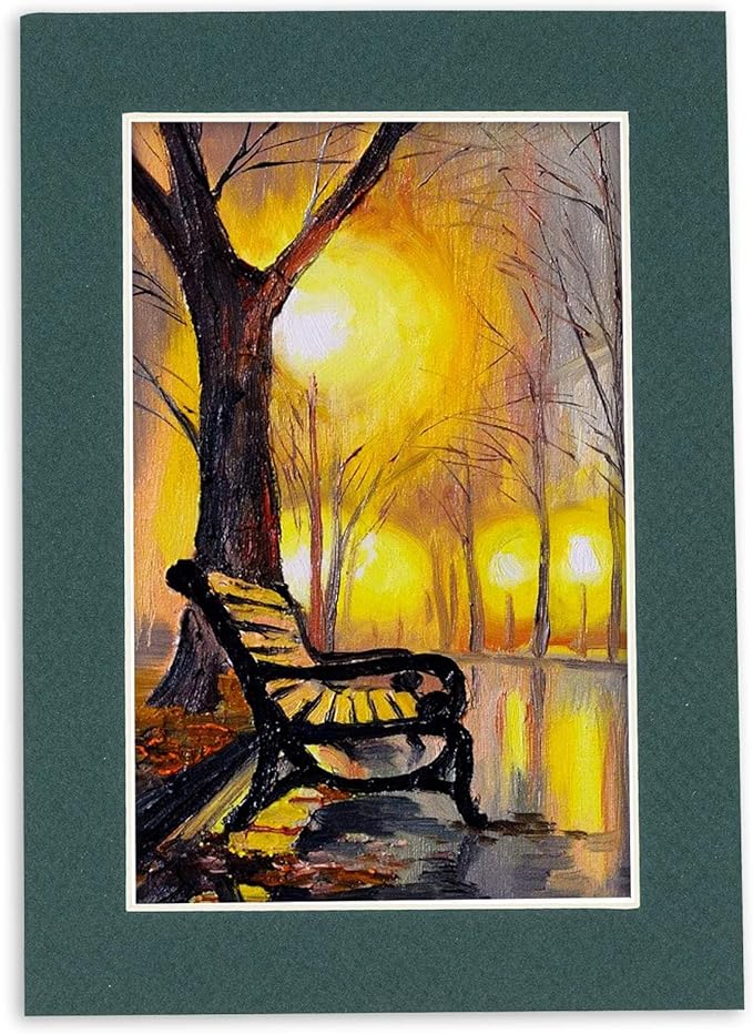 Pack of 25 Acid Free 11x14 Mats Bevel Cut for 8.5x11 Photos - Forest Green Precut Matboards With Backing Boards and Clear Photo Mat Bags For Pictures, Photos, Framing - 4-ply Thickness