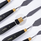 conda Palette Knife Painting Stainless Steel Spatula Palette Knife Oil Paint Metal Knives Wood Handle (Black 5 Piece)