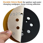 5-Inch 8-Hole Hook and Loop Sanding Discs 320-Grit Random Orbit Sandpaper, 50-Pack