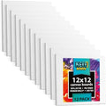 KEFF Canvas Boards for Painting - 12x12 12-Pack Bulk Canvas Panels, 100% Cotton Triple Primed Large Canvases for Art Painting Supplies, Acrylic, Oil, Watercolor & Tempera