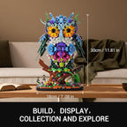 Sillbird Flower Owl Building Sets for Adults Halloween Creative Gift Ideas for Women Men Mom Her, Home Decor Display or Table Centerpieces - Buildable Floral Animals Botanical Model Collection