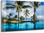 My Photostation.com Round 31,5'' Island & Blue Sea Glass Wall ArtTempered Glass Printing Wall Decor Large Wall Art Wall Hangings