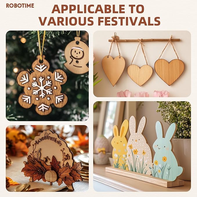 ROBOTIME 6-Pack Laser Wood Sheets 1/8" - 12 x 12 x 1/8 Inch - Cheery2Pcs &Walnut2Pcs &Maple2Pcs - 3mm Plywood for Laser Cutting, Laser Engraving Blanks