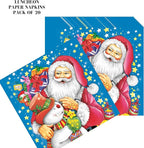 20-ct 13x13 Christmas Paper Decoupage Napkins, 3-Ply Servilletas Tissue Napkin for Dinner and Parties, Disposable Napkins (Santa Snw)