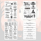 Whaline 4 Sheets Halloween Clear Stamps Greeting Words Pumpkin Bat Silicone Transparent Stamps Happy Halloween Stamp Cards for DIY Crafts Card Making Scrapbooking Embossing Album Decor