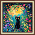 Findvoor Counted Cross Stitch Kits for Adults Full Range of Cross Stitching Embroidery Unprinted Pattern for Beginners, 11CT Needlepoint Kit Patterns Embroidery Kits-Garden Trail Cat 18x18 inch