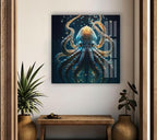 My Photostation.com 14Wx20H'' Underwater Blue Octopus Glass Wall Art Tempered Glass Printing Wall Decor Large Wall Art Wall Hangings