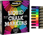 Bandle B. Chalk Markers - 8 Vibrant, Erasable, Non-Toxic, Water-Based, Reversible Tips. For Glass or Chalkboard Markers for Businesses, Restaurants, Liquid Drawing Chalk (Vibrant 6mm)