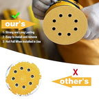100PCS 5 Inch 8 Hole Sanding Discs 800 Grit,Gold Round Hook and Loop Sandpaper for Random Orbital Sander