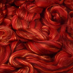Merino Silk Luxe Tonal Designer Blend. Superfine Merino, Mulberry Silk, Tussah Silk. Top Roving for Spinning or Felting. Garnet Caress 1oz