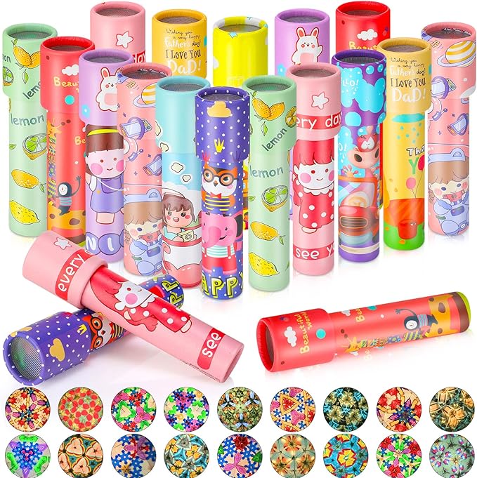 Chivao 20 Pcs Classic Kaleidoscopes Educational Toys for Party Favors Fun Kaleidoscope Toy for Stock Stuffers Bag Fillers Birthday Party School Classroom Prizes, Random Colors (Cute Style)