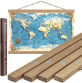 DACRI HOME 46" Magnetic Poster Hanger Frame - Sturdy Teak Wood Poster Frame, Strong Magnets for Easy Hanging Map Picture Canvas Print Scroll Wall Art (46 Inch, Natural Wood)