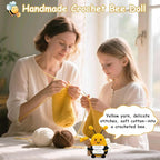 Funny Birthday Gifts for Women Men - Crochet Bee Animals with Positive Card, Appreciation Gifts for Coworker Boss Friend Sister, Inspirational Relaxation Gift Emotional Cheer Support Crochet Bee