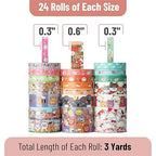 Mr. Pen- Cute Washi Tape for Journaling, 24 Rolls (12 x 7.5mm Wide & 12 x 15mm Wide), 3 Meter/Roll, Decorative Gold Foil Washi Tape Set, Halloween Supplies