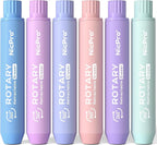 Nicpro 6 Pack Rotary Retractable Erasers Pen Style, Aesthetic Pastel Twist Erasers in Macaron Colors, Clean Erasing TPE Eraser for School Supplies, Office, Drawing & Journaling