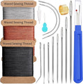 Upholstery Repair Kit, 0.55mm 98 Yard (3 Colors) Waxed Thread with 8 Pcs Heavy Duty Leather Needles for Hand Stitching, Canvas & Quilting - Round Waxed Thread- Black/Gray/Brown