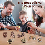 Wettarn 9 Pcs Metal Brain Teaser Puzzles Teaser 3D Steel Puzzle for Adults Unlock Interlocking Games IQ Education Smart Logic Test Toys for Adults Mind Challenge(Fun Style)