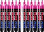 Pink Paint Pens Paint Markers - 12 Pack Permanent Quick Dry Waterproof Marker Pens for Rocks Wood Fabric Plastic Canvas Glass Mugs Metal Tire Stone