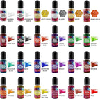 Alcohol Ink Set - 24 Bottles Vibrant Colors High Concentrated Alcohol-Based Ink, Concentrated Epoxy Resin Paint Colour Dye Great for Resin Petri Dish, Coaster, Painting, Tumbler Cup Making(10ml Each)