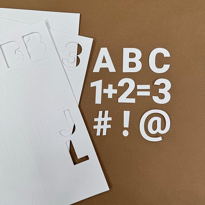 FreshCut Crafts 636 Pcs 1.5 in. White Bulletin Board Letters & Numbers, Capital Alphabet Letters, Numbers, Punctuation, US Made Card Stock Punch Out Letters for Posters, Bulletin Boards, Classroom