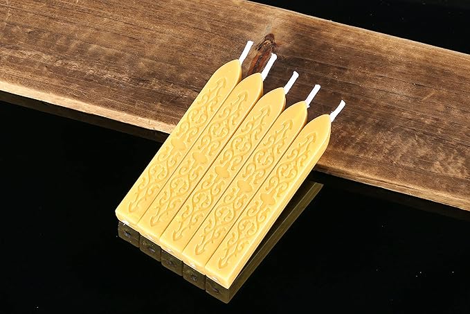 Yoption Sealing Wax Sticks with Wicks Antique Fire Manuscript Sealing Wax for Wax Seal Stamp (Light Golden)