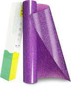Glitter HTV Heat Transfer Vinyl Rolls- 12" x 10ft. Glitter Iron on Vinyl for DIY T-Shirts, Glitter for All Cutters, Heat Transfer Vinyl (Purple)