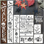 Halloween Stencils for Painting on Wood Door Sign Reusable Large Holiday Stencil for Crafts Canvas Wall Shirts Cookie Drawing Paint Decorating (Halloween Sign)