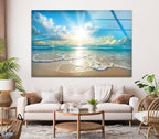 My Photostation.com 60WX40H'' Beautiful Sunset & Ocean Glass Wall ArtTempered Glass Printing Wall Decor Large Wall Art Wall Hangings