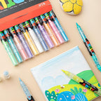 48 Colors Paint Markers, Dual-Color Acrylic Pens with Brush Tips, Double Tipped for Rocks & Art Supplies (24Pcs/48Colors)