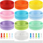 DOITEM 31 Yards 10 Pieces Sewing Zippers #3 Nylon Coil Zippers Assorted Zipper for Sewing with 40 Zipper Sliders for Tailor Sewing Crafts Supplies, 10 Color
