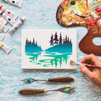 Mountain Tree Stencils for Painting 12” Forest Animal Stencils Pine Tree Stencil Reusable Drawing Templates for Wood T-Shirt Fabric DIY Crafts
