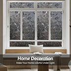 NINETREX Window Privacy Film,Decorative Window Film Frosted,Stained Glass Window Cling,Heat Blocker Non-Adhesive for Home,Grayish Black 17.5 x 157.4inch