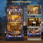 DIY Book Nook Kit Booknooks Bookshelf Insert Decor Miniature House Kits with Sensor Light 3D Puzzles Wooden Dollhouse Arts & Crafts for Adults/Teen Gifts (Aden)