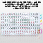 New American Mahjong Game Set, 166 Premium White Tiles with Portable Metal Dices, 4 All-in-One Racks with Pushers, Mah-Jong Games Sets, Ma Jong Tile Game (Blue)
