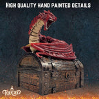 Forged Dice Co. Wyvern Dice Box with Lock and Key - Dragon Storage Chest Compatible with Dungeons and Dragons, D&D Miniatures, Dnd Accessories - Fits up to 4 Standard Polyhedral Sets - Red