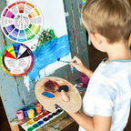 4 Pcs Color Wheel, Paint Mixing Learning Guide Art Class Teaching Tool - Blending Board Chart - Mix Colors (5.5 Inches, 9 Inches)