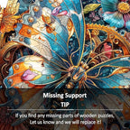 Wooden Puzzles for Adults - Mechanical Butterfly Wood Puzzles Adult - Unique Animal Shape Wooden Jigsaw Puzzles for Adults - Birthday Gifts for Puzzle Lovers, Family (13.3 * 13.3in)
