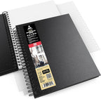 ARTEZA Watercolor Sketchbook 2-Pack, 64 Pages Each, 9x12 Inches – Spiral-Bound, 140 lb Cold Press Paper, Black Hardcover for Watercolor & Mixed Media