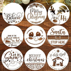 Christmas Stencil for Painting on Wood 12" Merry Christmas Doormat Stencils for Crafts Reusable Holiday Stencil Drawing Templates for Door Hanger Porch Wreath Decor