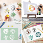 Small Stencils for Painting on Wood Reusable, 3 Inch Reusable Stencil for Craft Ornament Paint Template Stencils for Wall Card Rock Wood Signs Coasters Canvas Home Decor(Tree)
