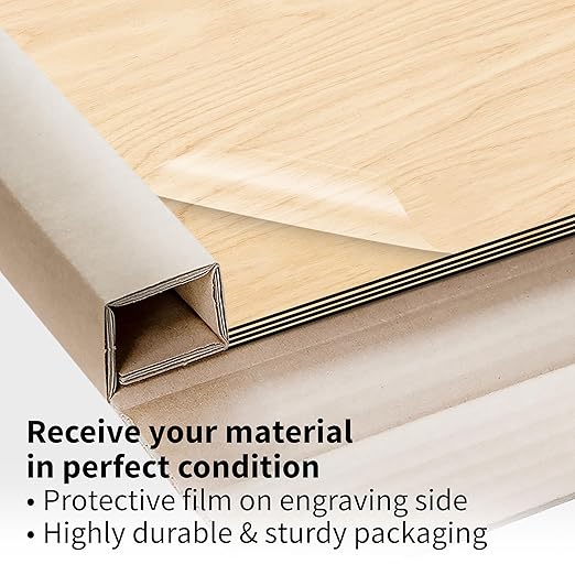 Trotec TroLase | 12"x24"x1/16", 4 Pcs | Maple/Black | 2 Ply | Modified Acrylic | Laser Engraving Double Color Plastic Sheet | Engraving Blanks for Laser, Saw, Guillotine | Made in USA